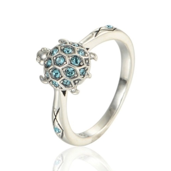 ❤️Turtle Aqua Diamonds Ring - Picture 4 of 5